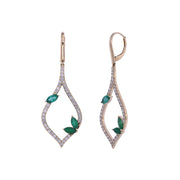 CE97268EM6X3. 14k Solid Gold Diamond and Emerald Fancy Dangle Earrings